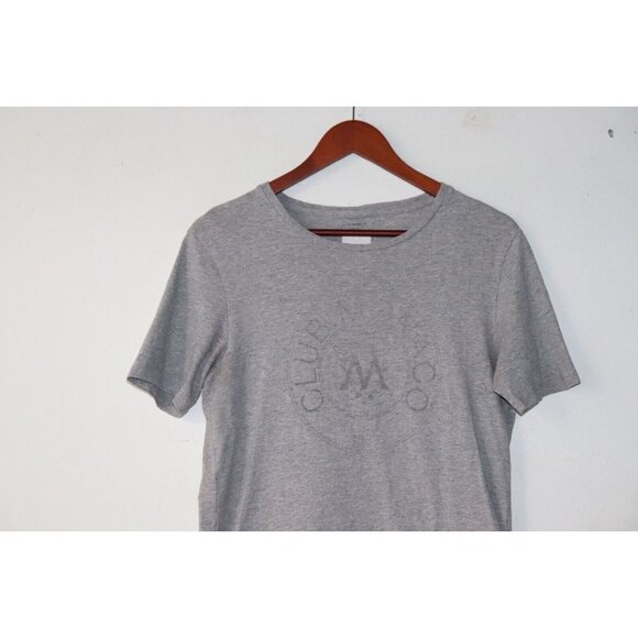 Club Monaco Women's Small Gray Crest Tee Faded Logo Cotton Short Sleeve T-Shirt - Picture 2 of 5